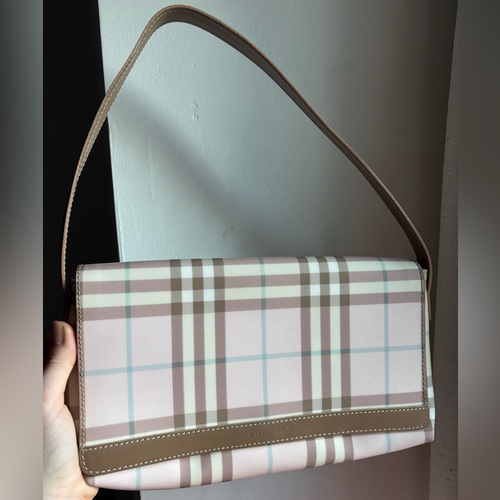 Rare Burberry Vintage Y2K Candy Check Pink Plaid Shoulder Bag